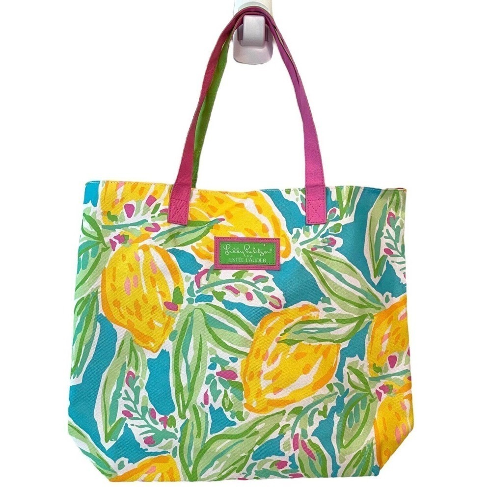 🍀Lilly Pulitzer For Estee Lauder Multicolor Canvas Tropical Print Tote Bag